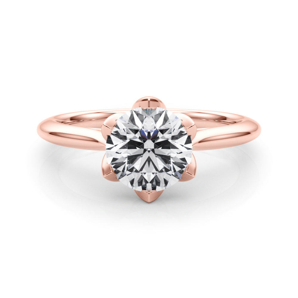 LUMEO Round Solitaire Diamond Engagement Ring Set in 18k Solid Rose Gold 
