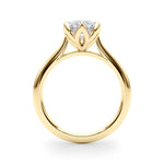 LUMEO Round Solitaire Diamond Engagement Ring Side View in 18k Solid Yellow Gold 