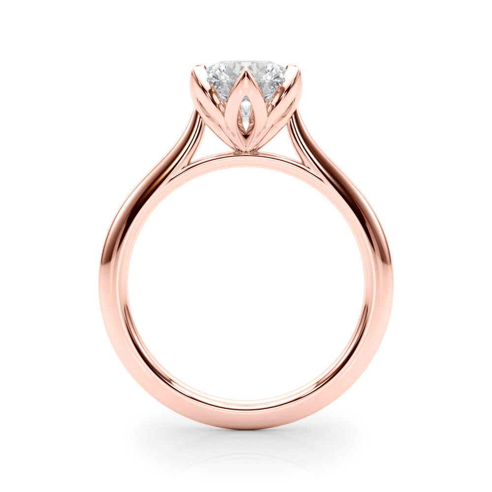LUMEO Round Solitaire Diamond Engagement Ring Side View in 18k Solid Rose Gold 