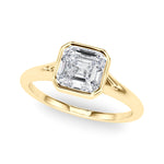 LUMEO Asscher Bezel Diamond Engagement Ring Front View in 18k Solid Yellow Gold 