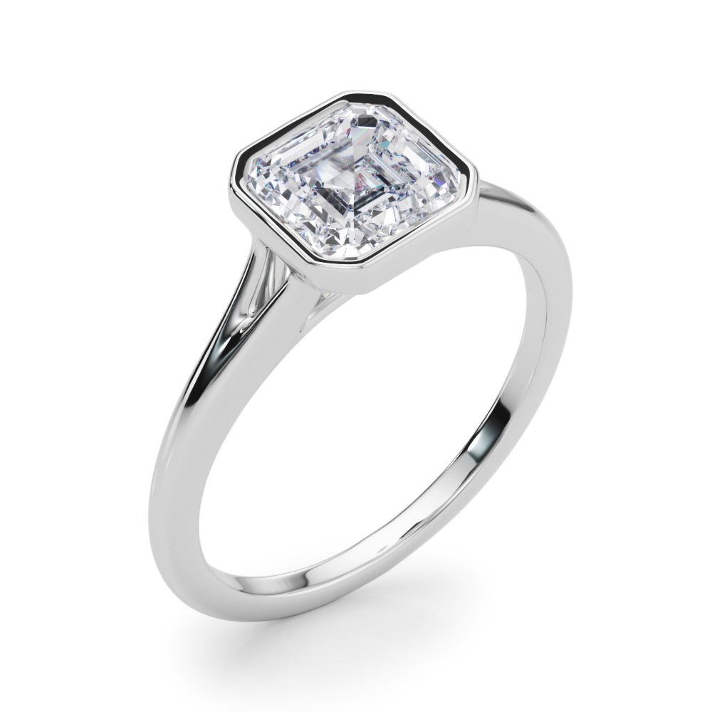 LUMEO Asscher Bezel Diamond Engagement Ring Angle View in Platinum 