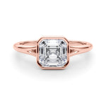 LUMEO Asscher Bezel Diamond Engagement Ring Set in 18k Solid Rose Gold 