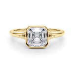 LUMEO Asscher Bezel Diamond Engagement Ring Set in 18k Solid Yellow Gold 