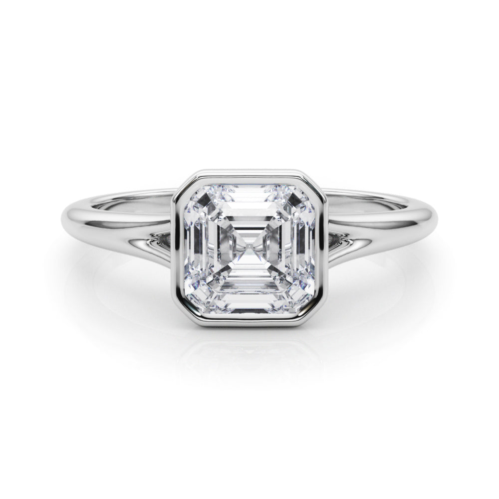 LUMEO Asscher Bezel Diamond Engagement Ring Set in Platinum 