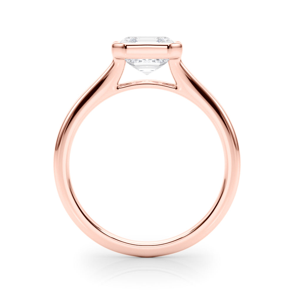 LUMEO Asscher Bezel Diamond Engagement Ring Side View in 18k Solid Rose Gold 