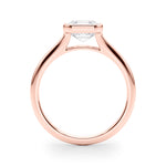 LUMEO Asscher Bezel Diamond Engagement Ring Side View in 18k Solid Rose Gold 