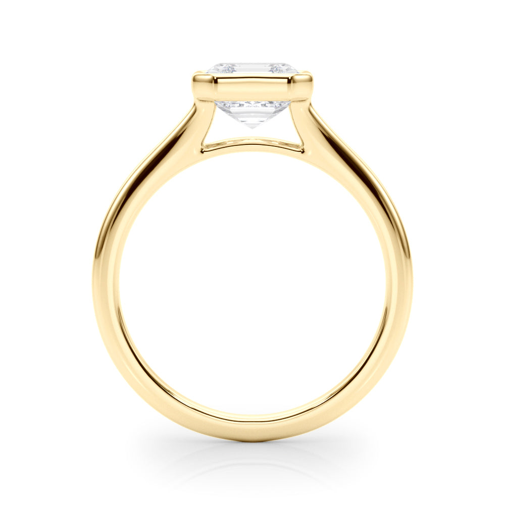 LUMEO Asscher Bezel Diamond Engagement Ring Side View in 18k Solid Yellow Gold 