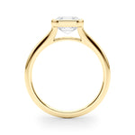 LUMEO Asscher Bezel Diamond Engagement Ring Side View in 18k Solid Yellow Gold 