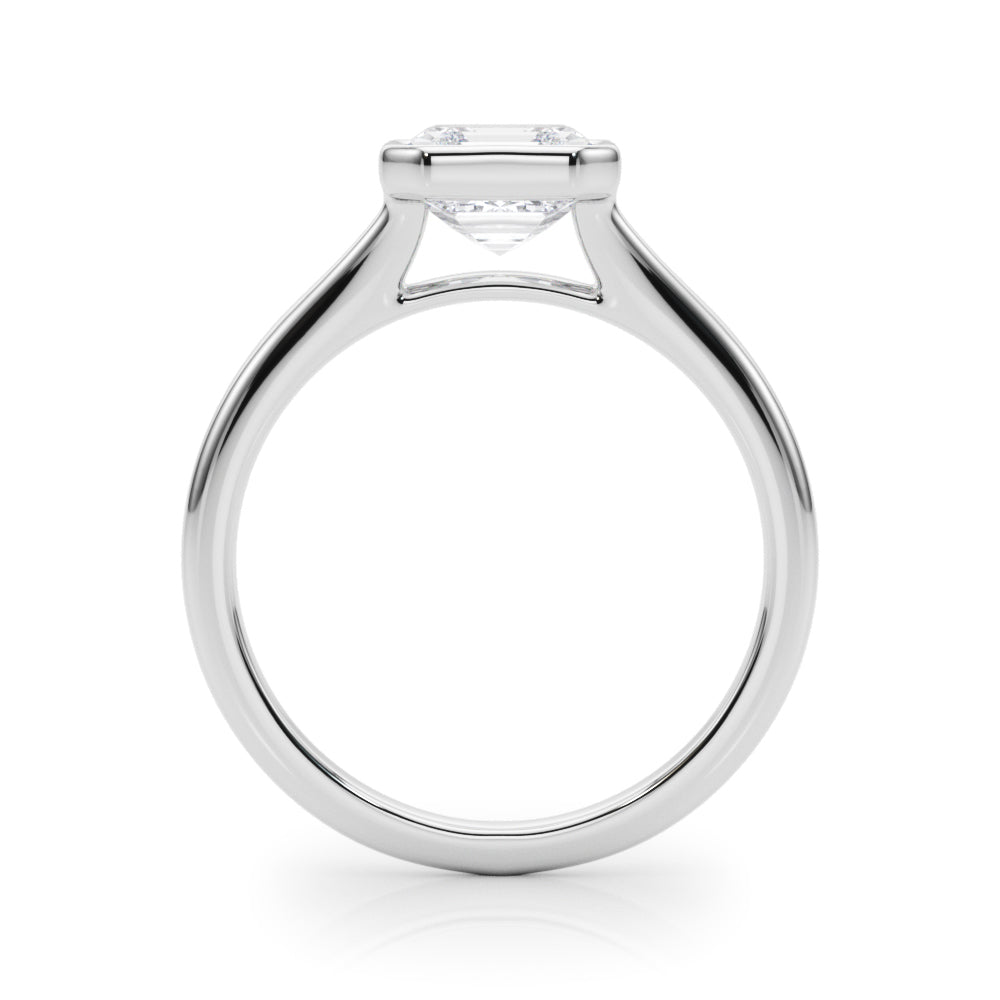 LUMEO Asscher Bezel Diamond Engagement Ring Side View in Platinum 