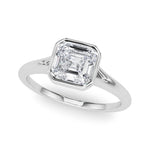 LUMEO Asscher Bezel Diamond Engagement Ring Front View in Platinum 