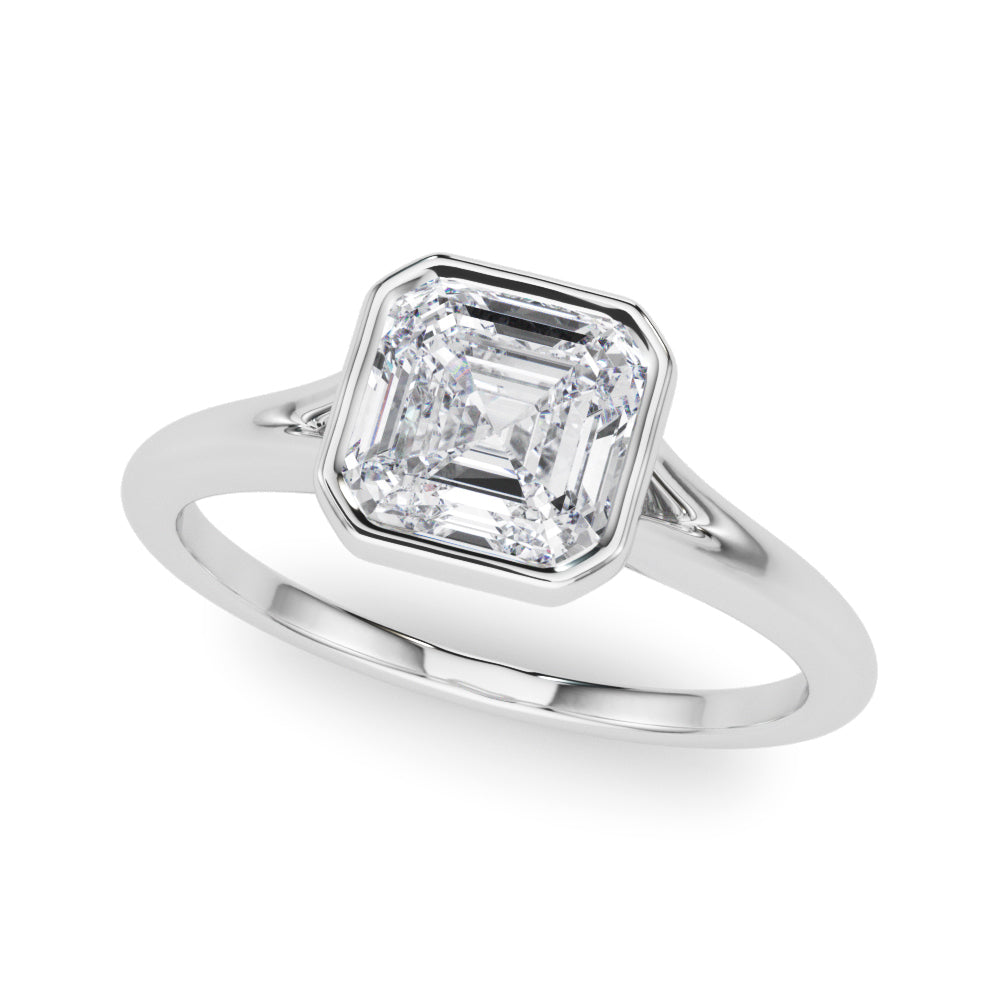 LUMEO Asscher Bezel Diamond Engagement Ring Front View in Platinum 