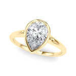 LUMEO Pear Bezel Diamond Engagement Ring Front View in 18k Solid Yellow Gold 