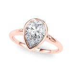 LUMEO Pear Bezel Diamond Engagement Ring Front View in 18k Solid Rose Gold 