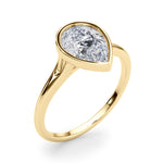 LUMEO Pear Bezel Diamond Engagement Ring Angle View in 18k Solid Yellow Gold 