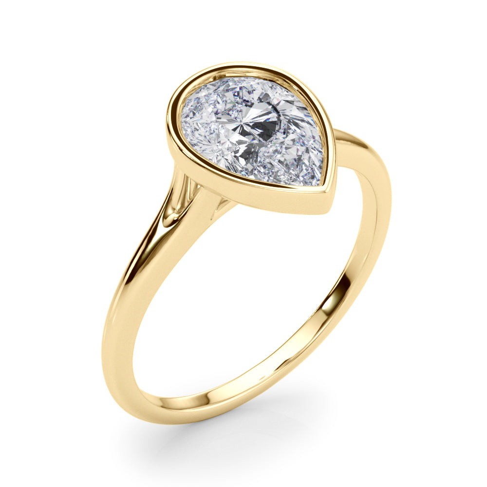 LUMEO Pear Bezel Diamond Engagement Ring Angle View in 18k Solid Yellow Gold 