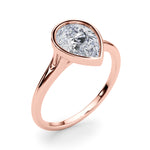 LUMEO Pear Bezel Diamond Engagement Ring Angle View in 18k Solid Rose Gold 