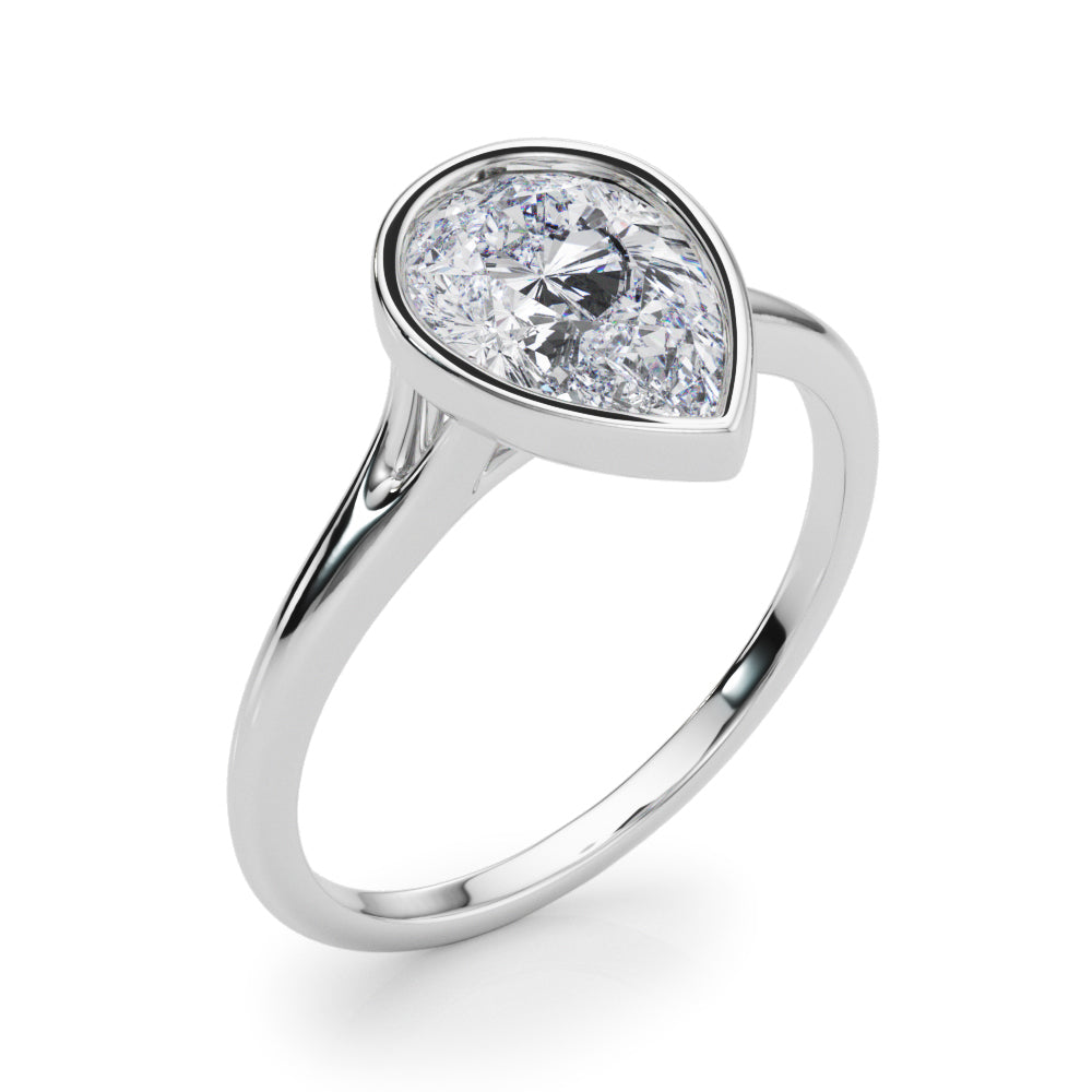 LUMEO Pear Bezel Diamond Engagement Ring Angle View in Platinum 