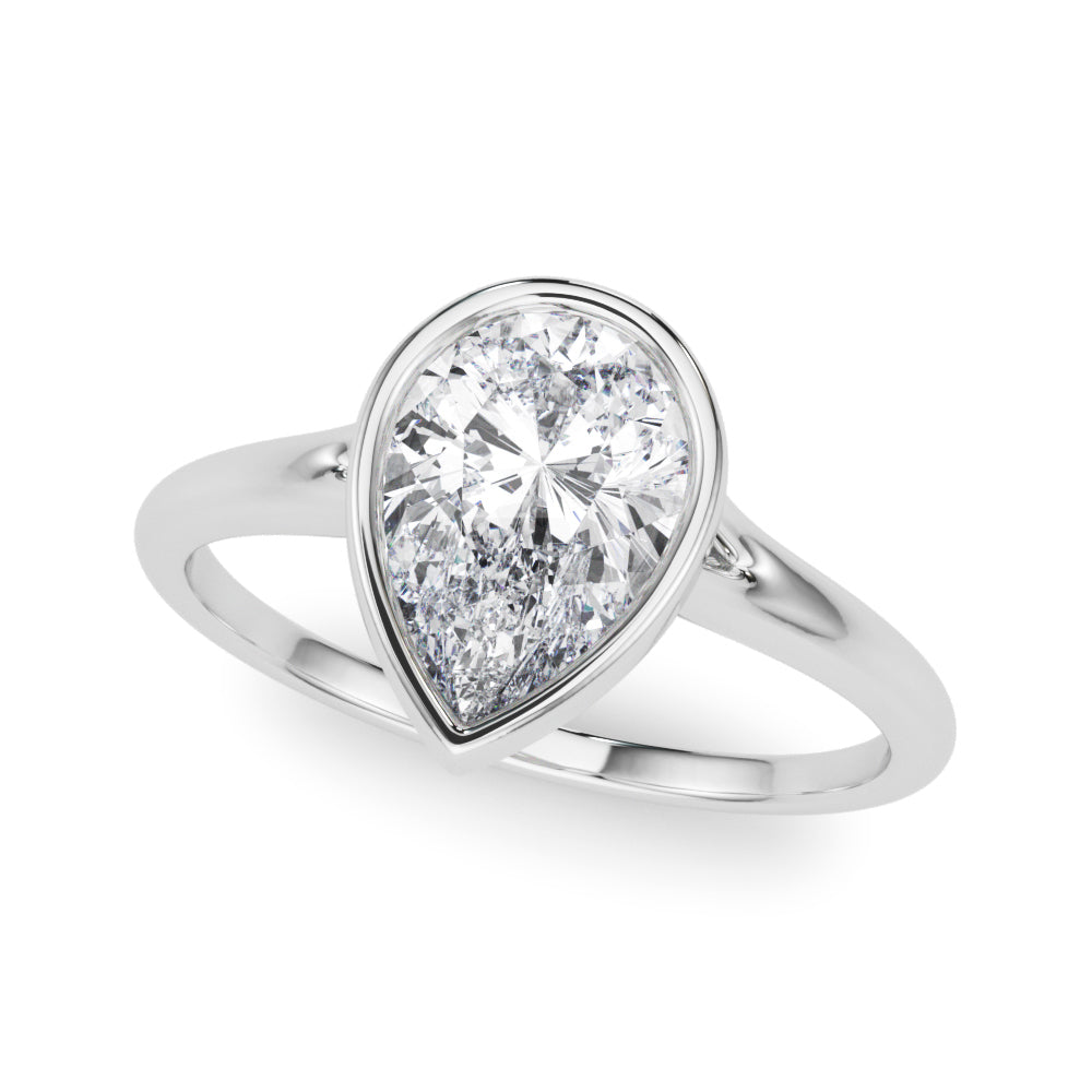 LUMEO Pear Bezel Diamond Engagement Ring Front View in Platinum 