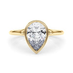 LUMEO Pear Bezel Diamond Engagement Ring Set in 18k Solid Yellow Gold 