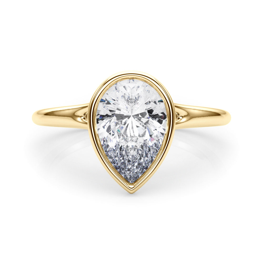 LUMEO Pear Bezel Diamond Engagement Ring Set in 18k Solid Yellow Gold 