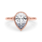 LUMEO Pear Bezel Diamond Engagement Ring Set in 18k Solid Rose Gold 