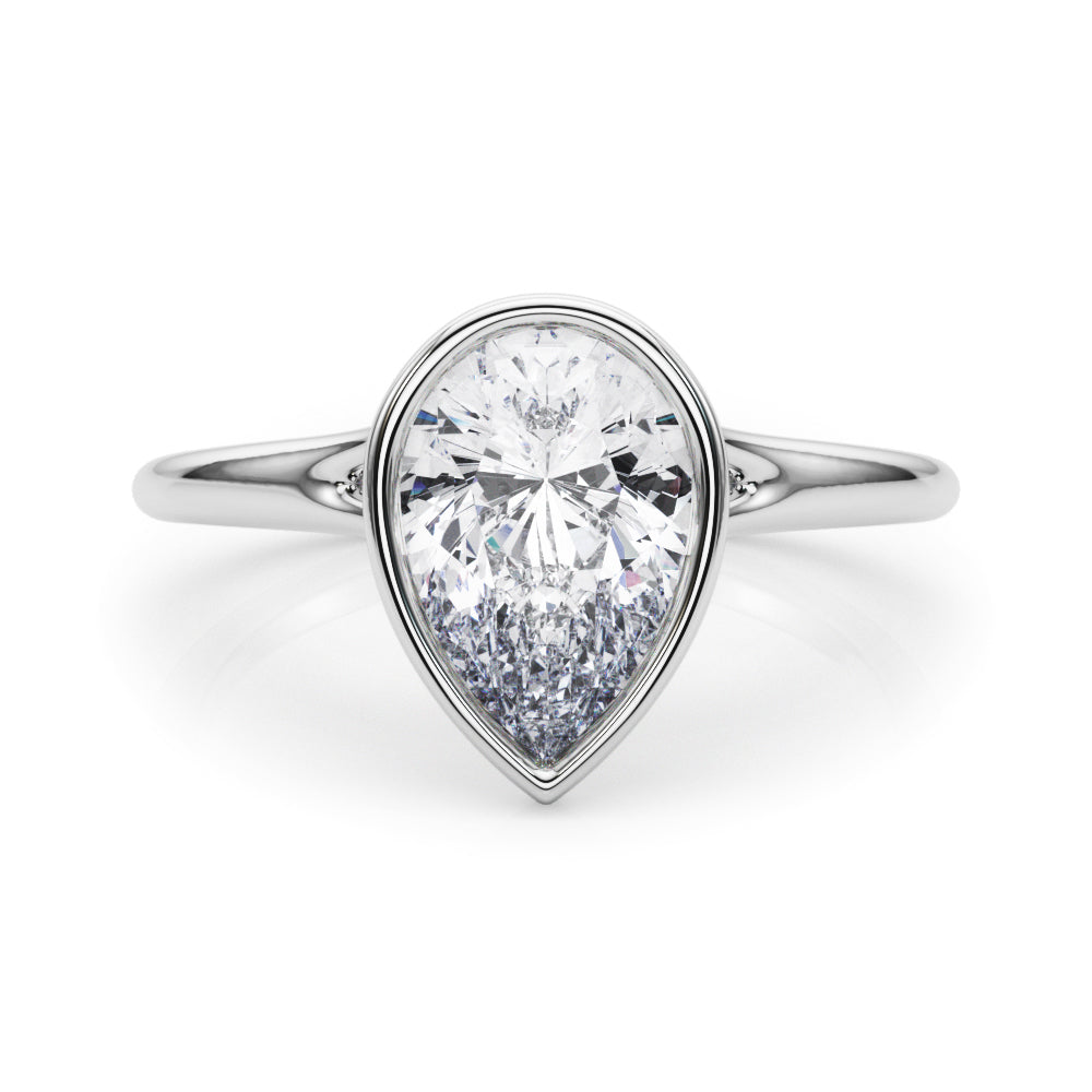 LUMEO Pear Bezel Diamond Engagement Ring Set in Platinum 