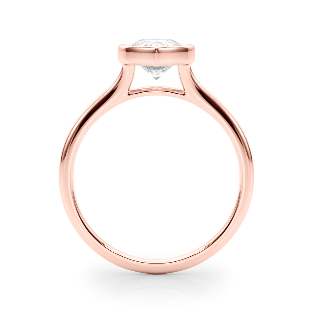 Pear Bezel Diamond Engagement Ring Side View in 18k Solid Rose Gold 