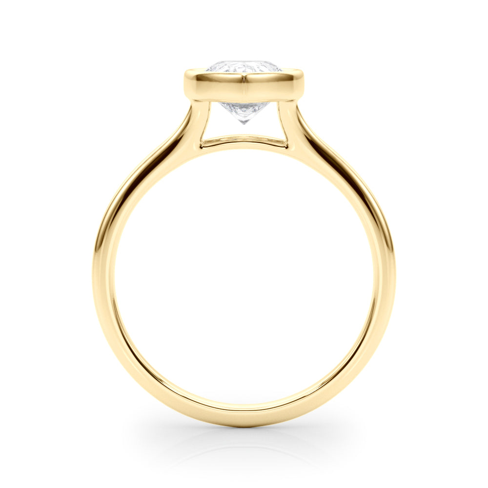Pear Bezel Diamond Engagement Ring Side View in 18k Solid Yellow Gold 