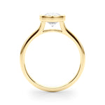 Pear Bezel Diamond Engagement Ring Side View in 18k Solid Yellow Gold 