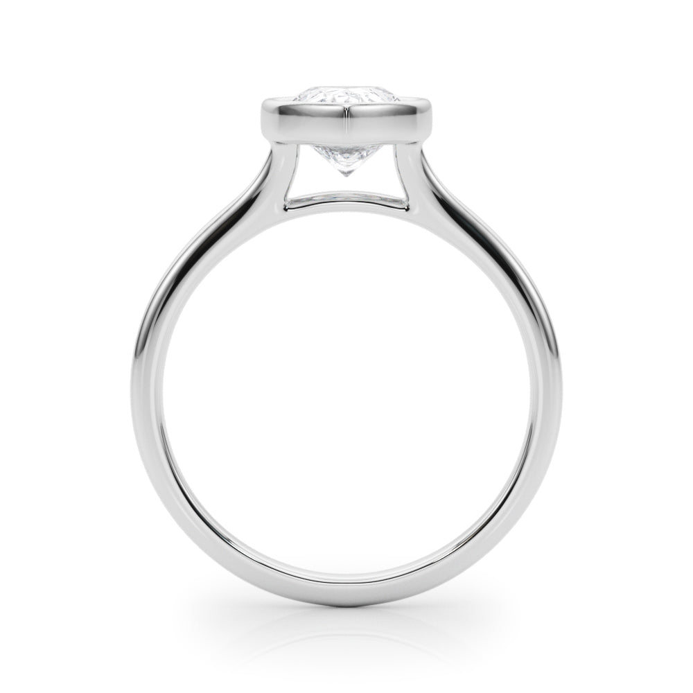 Pear Bezel Diamond Engagement Ring Side View in Platinum or 18k Solid White Gold 