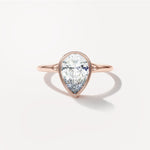 Pear Bezel Diamond Engagement Ring Front View in 18k Solid Rose Gold 