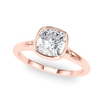 LUMEO Cushion Bezel Diamond Engagement Ring Front View in 18k Solid Rose Gold 