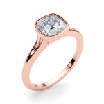 LUMEO Cushion Bezel Diamond Engagement Ring Angle View in 18k Solid Rose Gold 