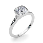 LUMEO Cushion Bezel Diamond Engagement Ring Angle View in Platinum 