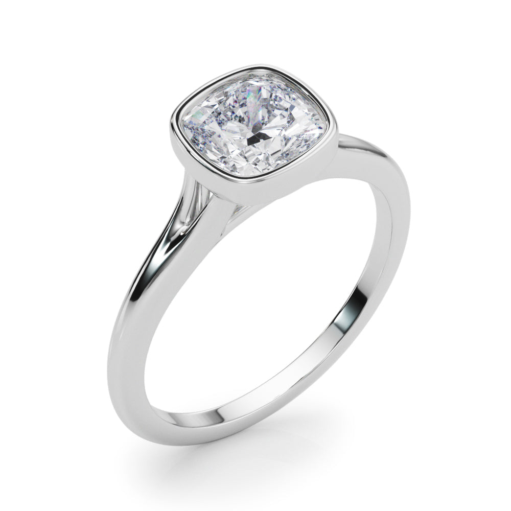 LUMEO Cushion Bezel Diamond Engagement Ring Angle View in Platinum 