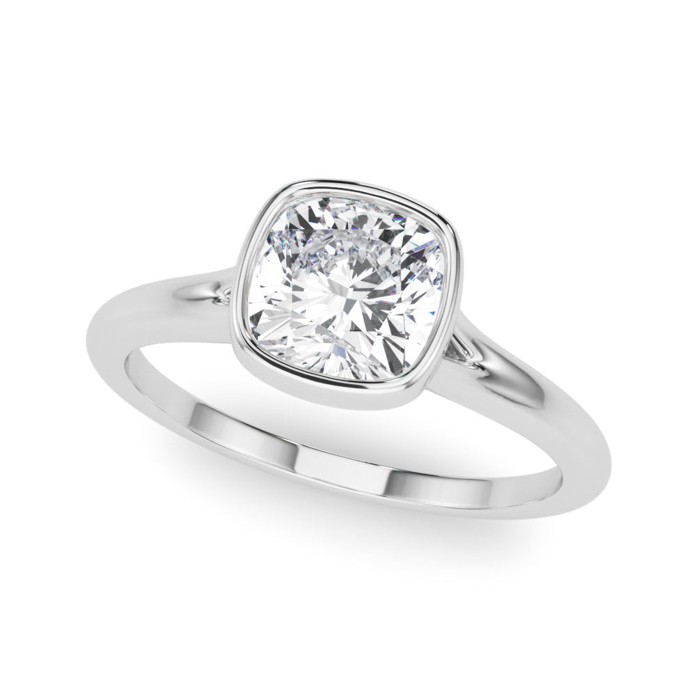 LUMEO Cushion Bezel Diamond Engagement Ring Front View in Platinum 