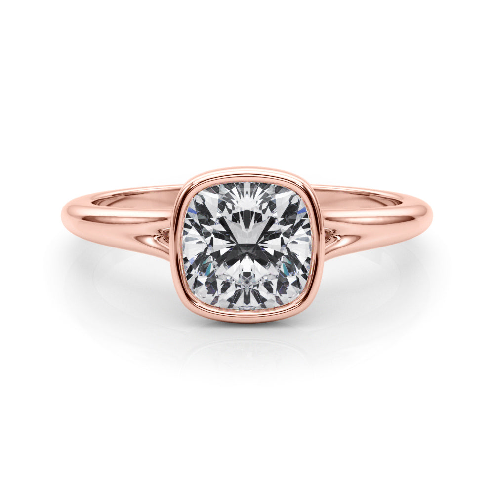 LUMEO Cushion Bezel Diamond Engagement Ring Set in 18k Solid Rose Gold 