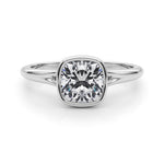 LUMEO Cushion Bezel Diamond Engagement Ring Set in Platinum 