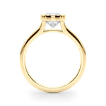LUMEO Cushion Bezel Diamond Engagement Ring Side View in 18k Solid Yellow Gold 