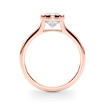 Cushion Bezel Diamond Engagement Ring Side View in 18k Solid Rose Gold 
