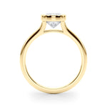 Cushion Bezel Diamond Engagement Ring Side View in 18k Solid Yellow Gold 
