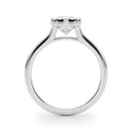 Cushion Bezel Diamond Engagement Ring Side View in Platinum or 18k Solid White Gold 