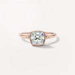 Cushion Bezel Diamond Engagement Ring Front View in 18k Solid Rose Gold 