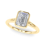 LUMEO Emerald Bezel Diamond Engagement Ring Front View in 18k Solid Yellow Gold 