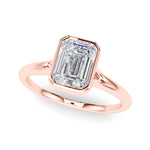 LUMEO Emerald Bezel Diamond Engagement Ring Front View in 18k Solid Rose Gold 