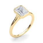LUMEO Emerald Bezel Diamond Engagement Ring Angle View in 18k Solid Yellow Gold 