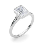 LUMEO Emerald Bezel Diamond Engagement Ring Angle View in Platinum 