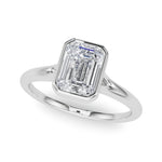 LUMEO Emerald Bezel Diamond Engagement Ring Front View in Platinum 