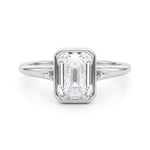 LUMEO Emerald Bezel Diamond Engagement Ring Set in Platinum 