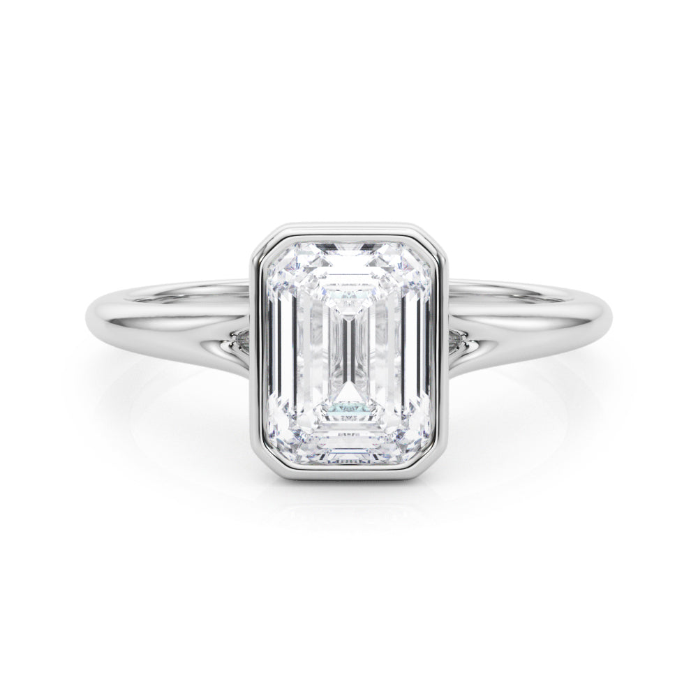 LUMEO Emerald Bezel Diamond Engagement Ring Set in Platinum 